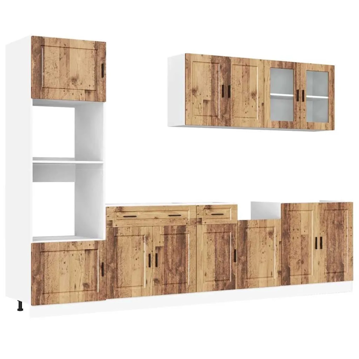 vidaXL 7 Tlg Küchenschrank-Set Porto Altholz-Optik Holzwerkstoff 3314759