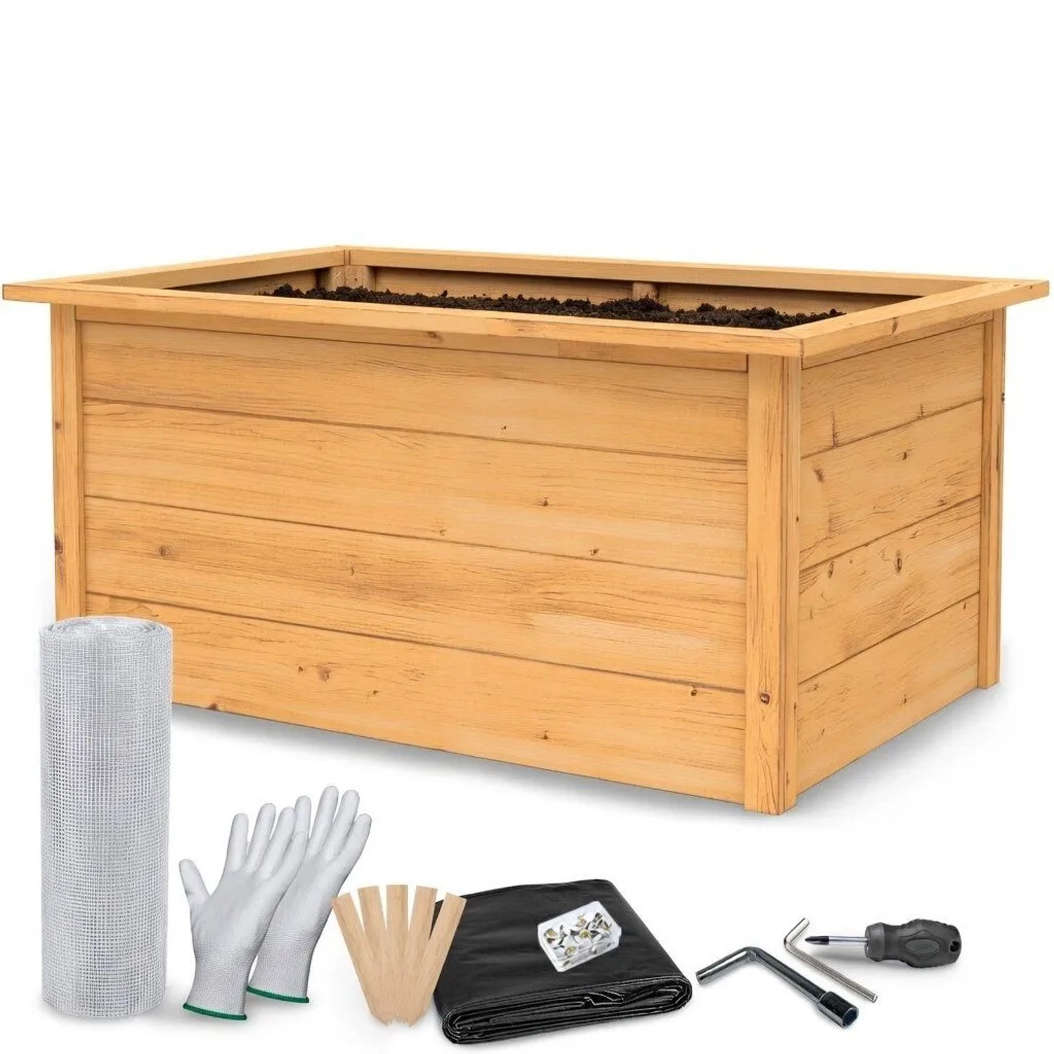 TTL GARDEN Holz Hochbeet Larena L 170x90x84cm Pflanzbeet Gartenbeet Erhöhtes Beet Gemüsebeet Kräuterbeet Hochbeet Groß Stabil