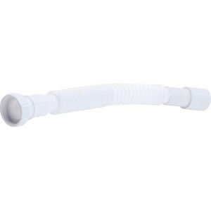 Weißes Siphon Flexrohr G 1 1/4 Zoll (38,9 mm) für Waschtische, flexibel und geruchsverschließend.