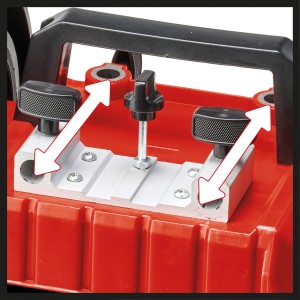 Detailaufnahme Einhell TC-WG 200 Nass-Schleifer: Einstellbare Werkzeugauflage für präzises Schleifen.