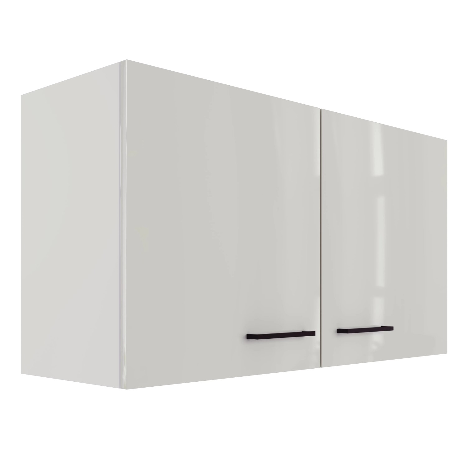 Flex-Well Oberschrank Lund, 100 cm, lichtgrau glänzend mit Rauchgrau, Küchen-Hängeschrank.