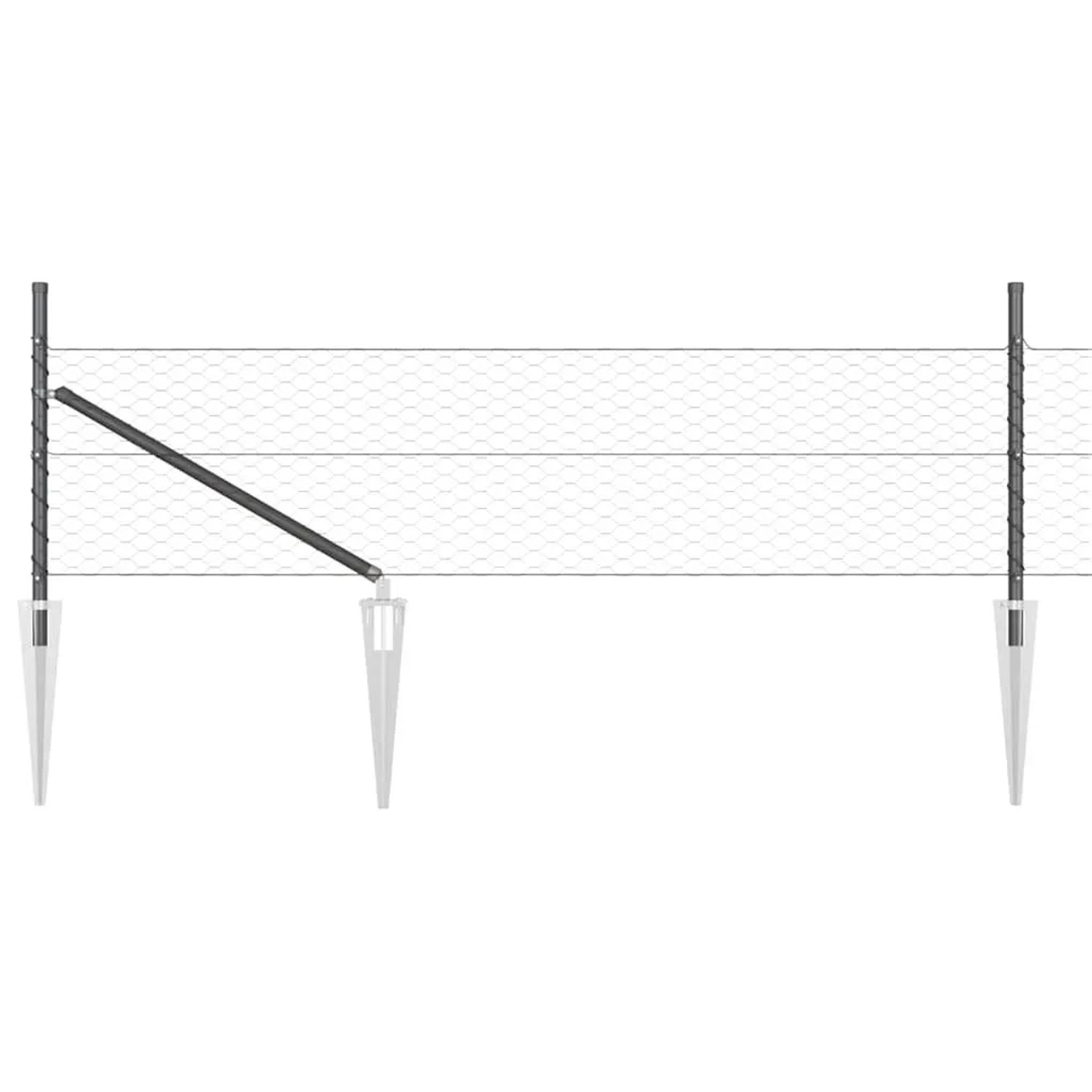 vidaXL Zaunpfosten Grau 10 x 0,8 m 36 mm Mesh Stahl und PVC 3353197