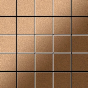 Gebürstete Kupfer Mosaikfliese aus Titan, quadratisch, für Wand und Boden.