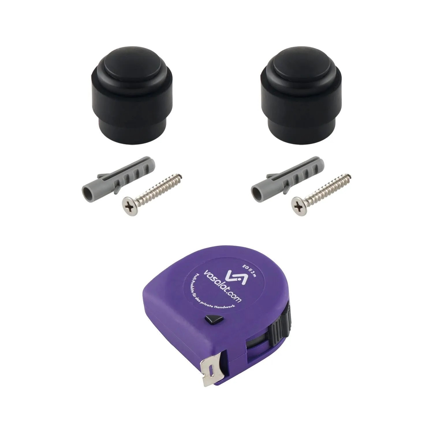 vasalat Set Gummistopper Boden & Wand zum Schrauben Ø 35 mm H 32 mm Schwarz