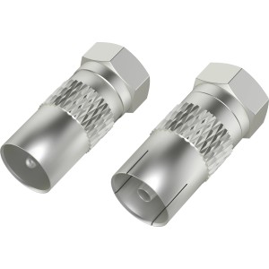 Hama Antennen-Adapter Set, 2 F-Stecker auf Koax-Stecker für SAT-Anlagen.