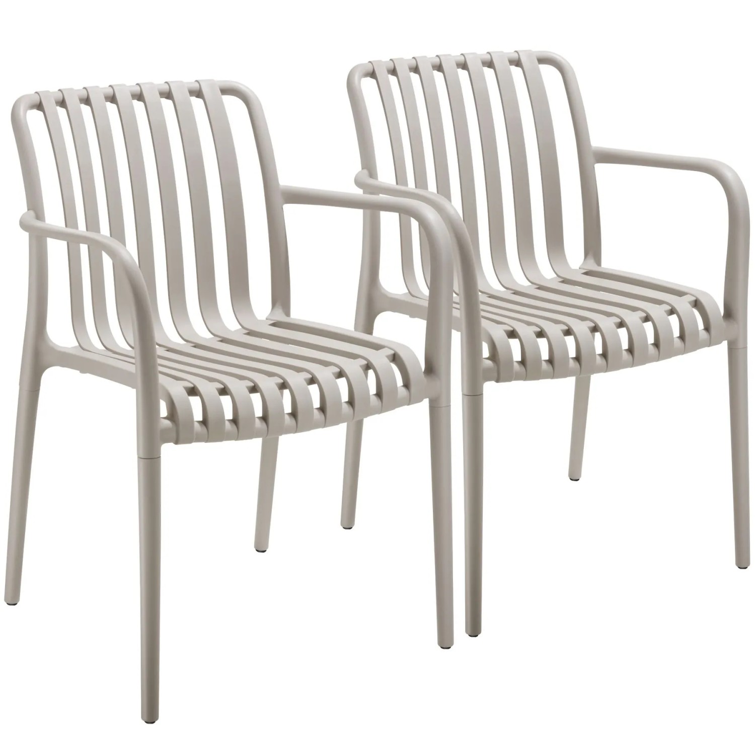 Tectake Gartenstühle Alcudia Wetterfest und UV Beständig Platzsparend Stapelbar Taupe 2er Set