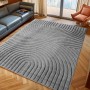 Moderner, silberner Kurzflorteppich Ayyildiz Art 1122, 60x110 cm mit 3D-Reliefmuster.
