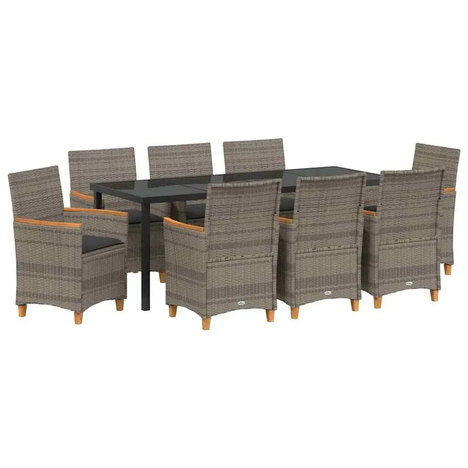 vidaXL Garten Essgruppe 9-Tlg Grau Poly Rattan 3381099