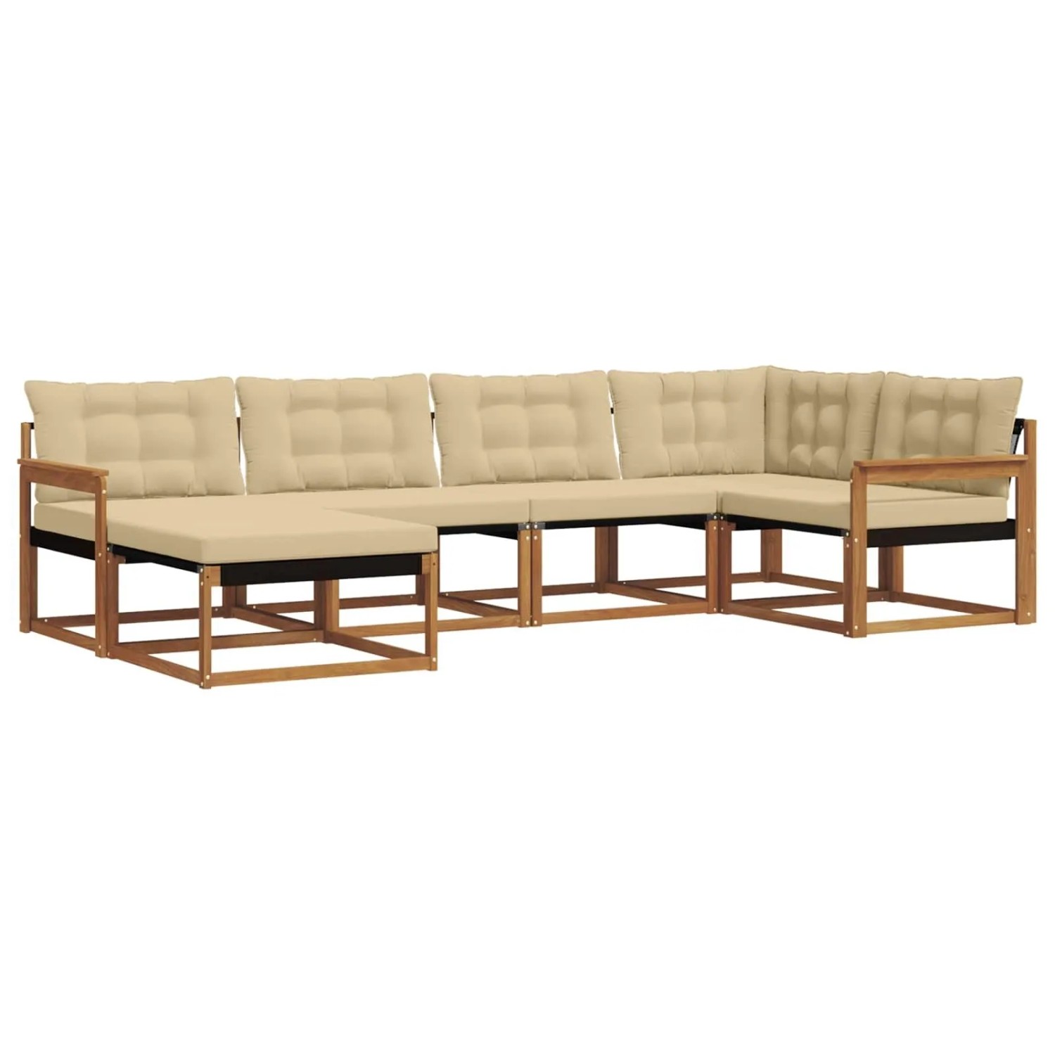 vidaXL Outdoor-Sofagarnitur 18-Tlg Natur und Beige Massivholz Akazie 3369620