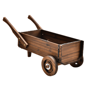 Costway Blumenwagen Holz Pflanzwagen mit Rädern und Griffen Braun