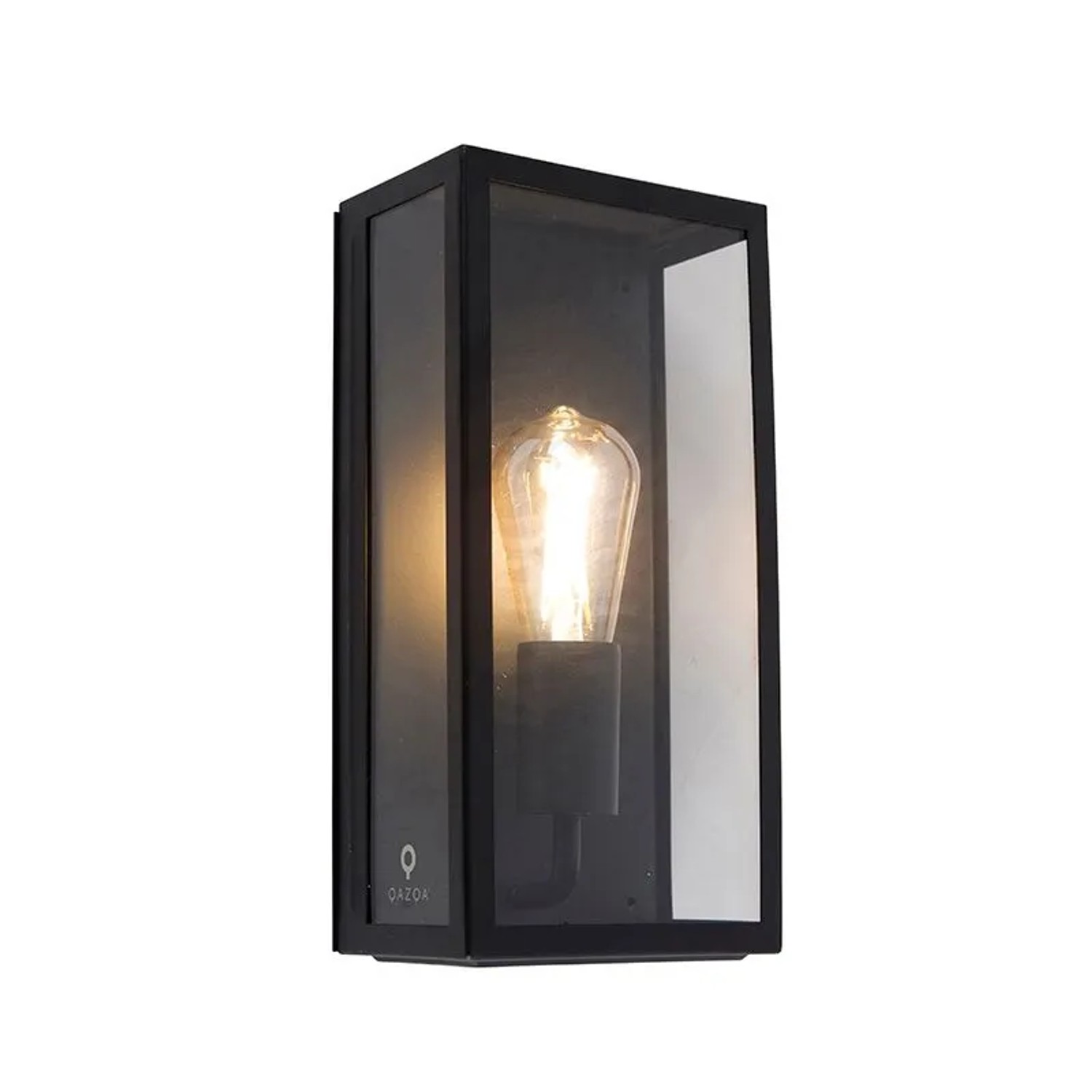 QAZQA Industrielle Außenwandlampe Schwarz IP44 mit Glas Rotterdam