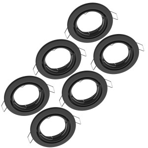 6er Set schwarze, schwenkbare Oktaplex Dijon Einbauleuchten für 50mm LED-Module.