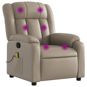 Massagesessel vidaXL, Cappuccino-Braun, Kunstleder mit Vibrationsmassage, Relaxsessel für Wohnzimmer.