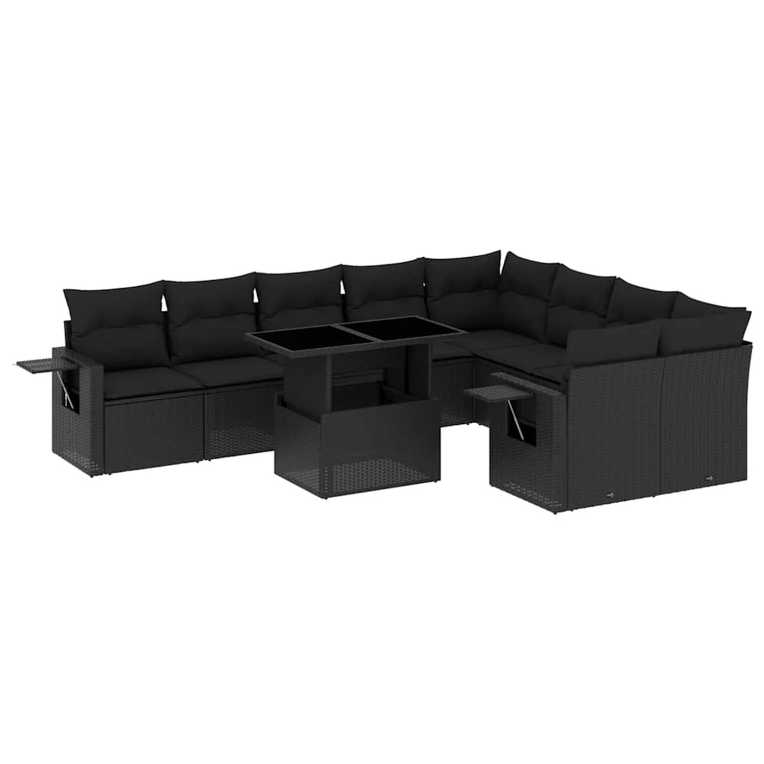 vidaXL 10-Tlg Garten-Sofagarnitur mit Kissen Schwarz Poly Rattan 3268125 günstig online kaufen