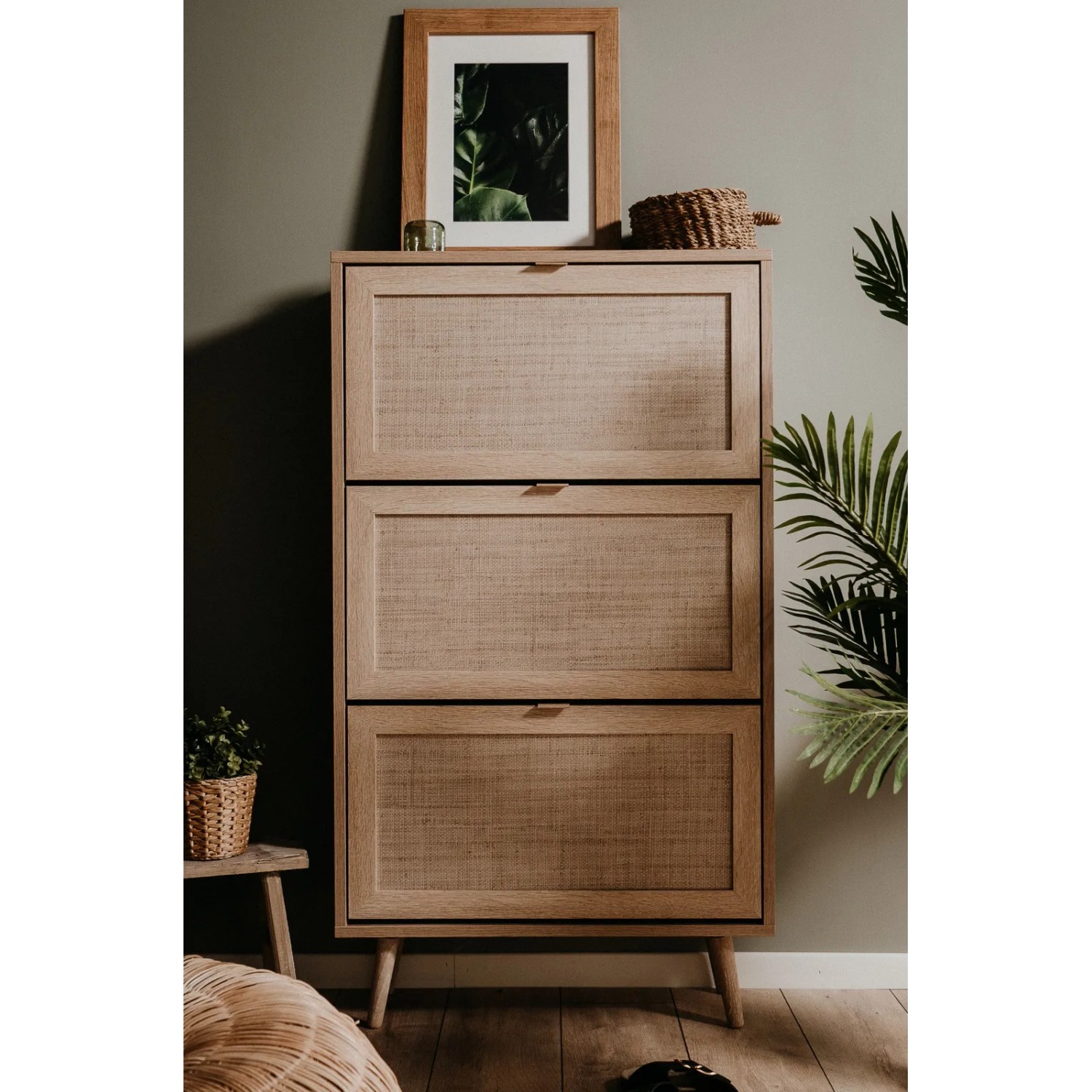 Furn.Design Schuhkipper Eiche Sonoma mit Bast-Dekor 70 x 125 cm 3 Kipper Scandi Niran_8