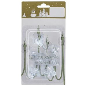 10 transparente Saugnäpfe (Ø 3,5 cm) aus Kunststoff für Lichterketten zur Weihnachtsdekoration.