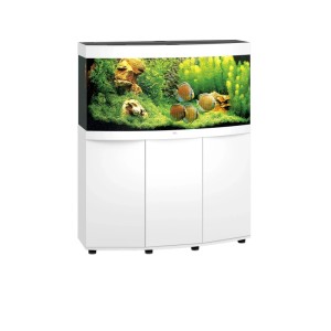 Juwel Vision 260 LED Aquarium-Kombination, 260 l, weiße Ausführung mit gebogener Frontscheibe.