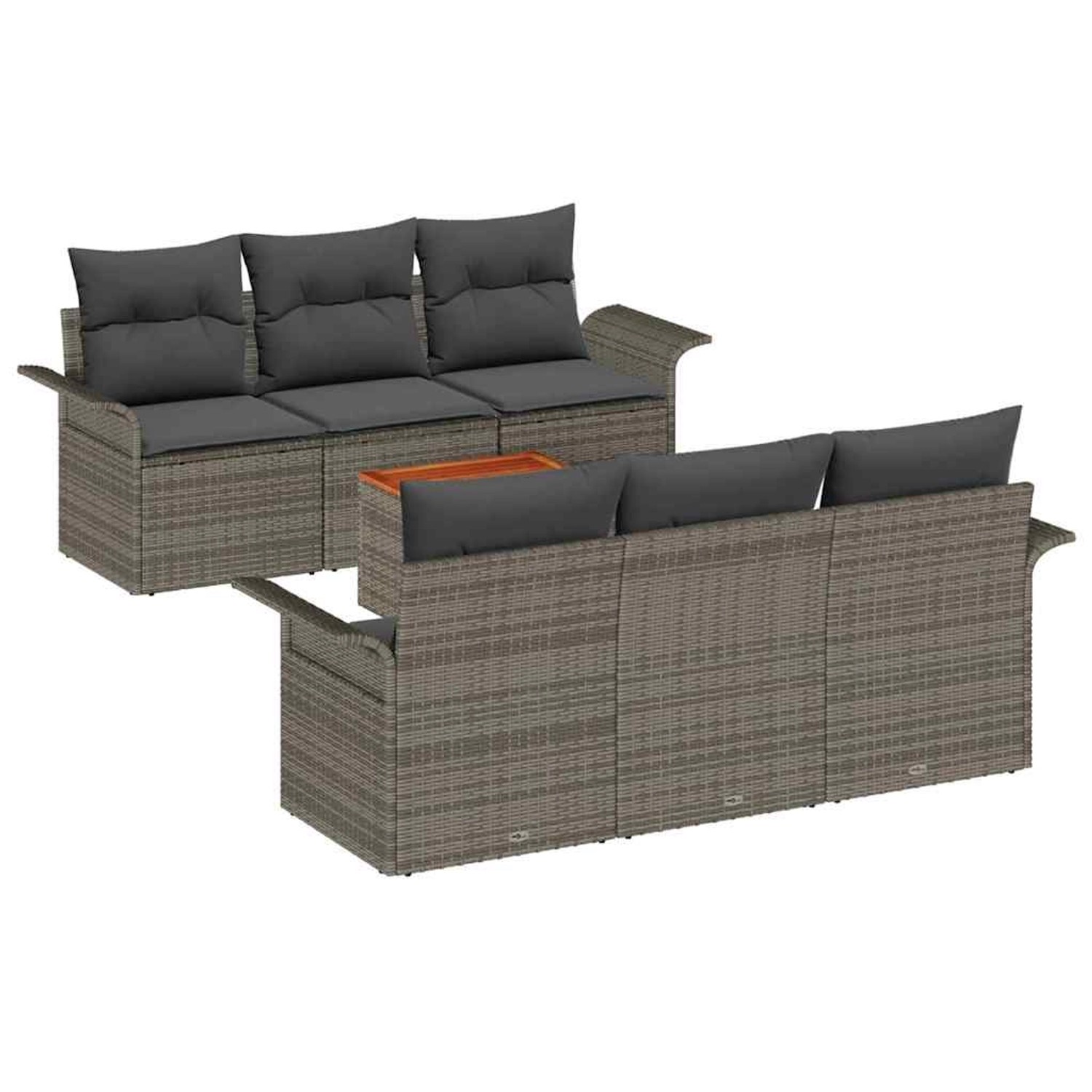 vidaXL Garten-Sofa-Set 7-Tlg Grau Poly Rattan 3347272 günstig online kaufen