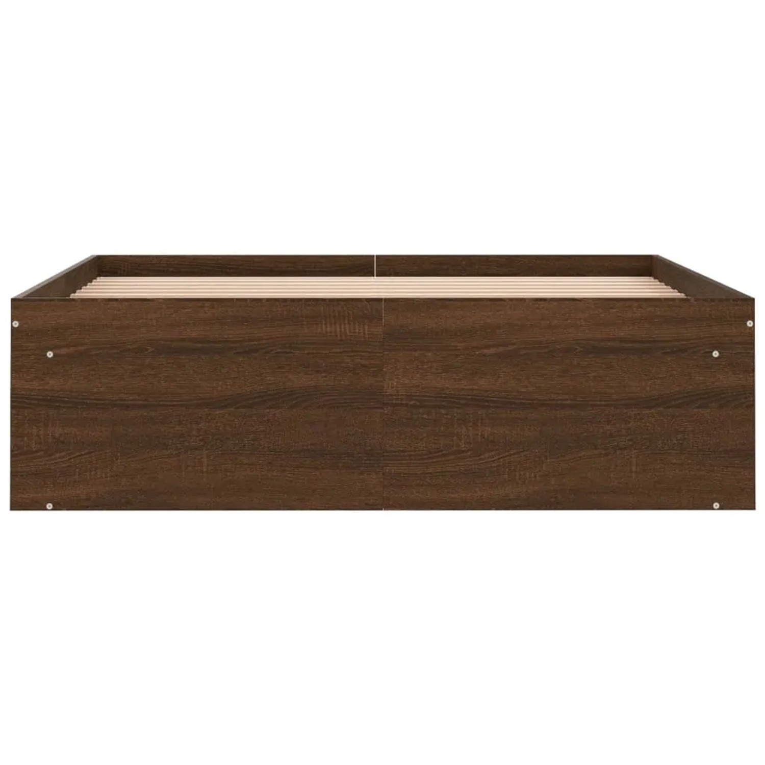 Bettgestell in Braun Eichen-Optik, 120x200 cm, mit Lattenrost. Schlafzimmermöbel für Matratzen.