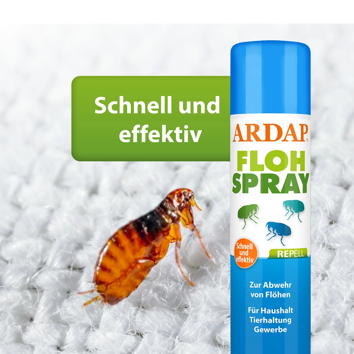Ardap Repell Flohspray 400ml zur Ungezieferbekämpfung mit Floh auf Textil.