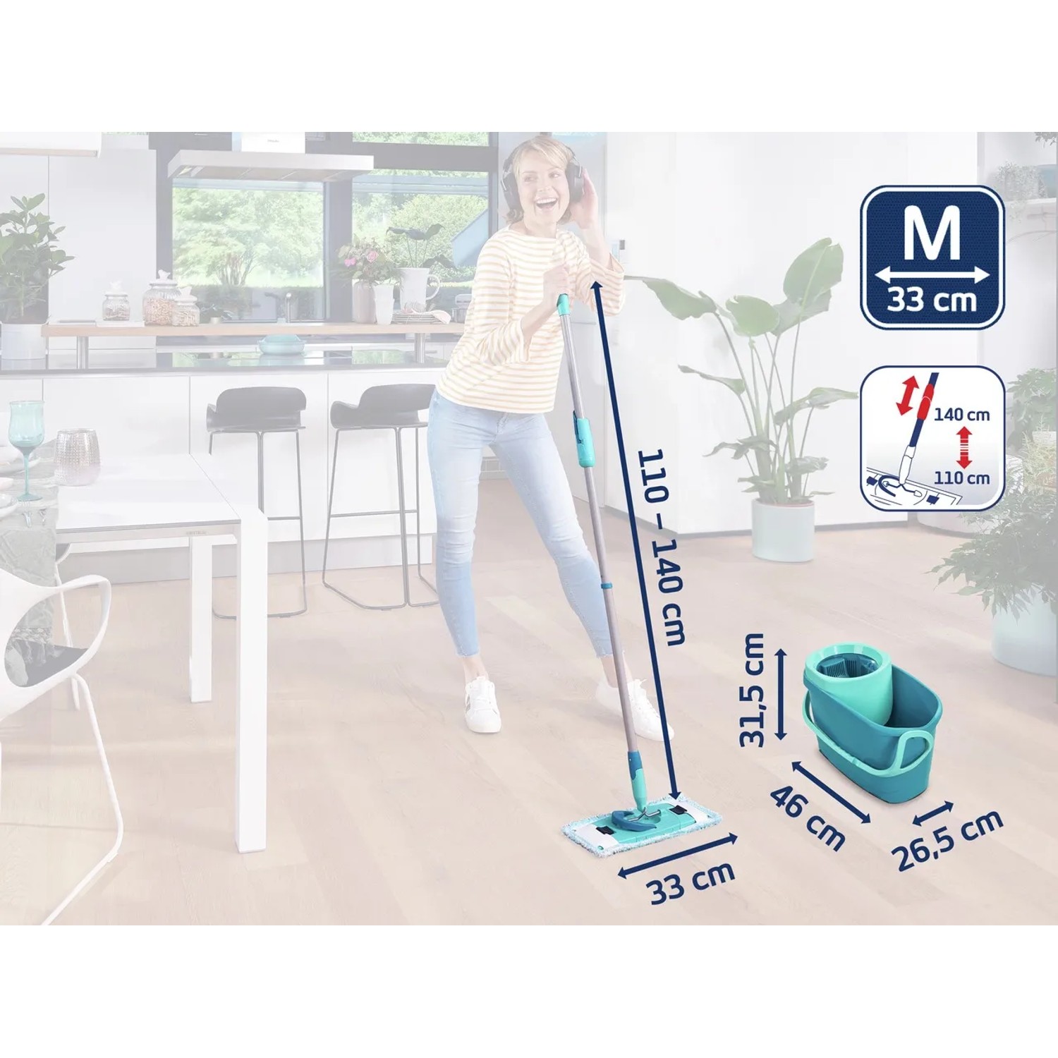 Leifheit Clean Twist M Ergo Bodenwischer-Set mit Eimer und Schleuder für die Bodenreinigung.