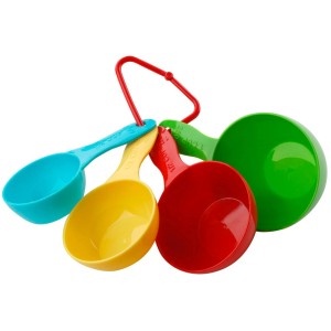 Fackelmann Messlöffel-Set, 4-teilig, farbige Messlöffel mit Ring zum Aufhängen.