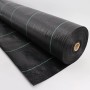 Schwarze Aquagart Unkrautfolie (10m²) auf Rolle, mit grünen Markierungen.