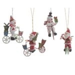 Kaemingk Dekohaenger Baumhaenger Nikolaus Schneemann  Fahrraeder 4 Sort  4er Set