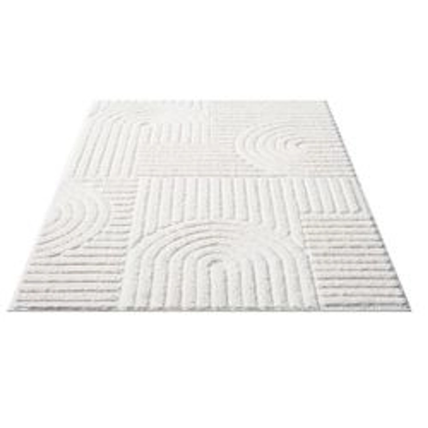 payé Teppich Nara-765 Hochflor 80x150 cm Pastell-Creme Rautenmuster günstig online kaufen