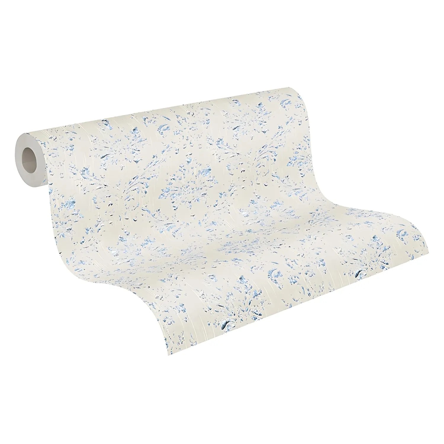 PROFHOME Barock Tapete in Grau/Silber mit dezent schimmernden Ornamenten.