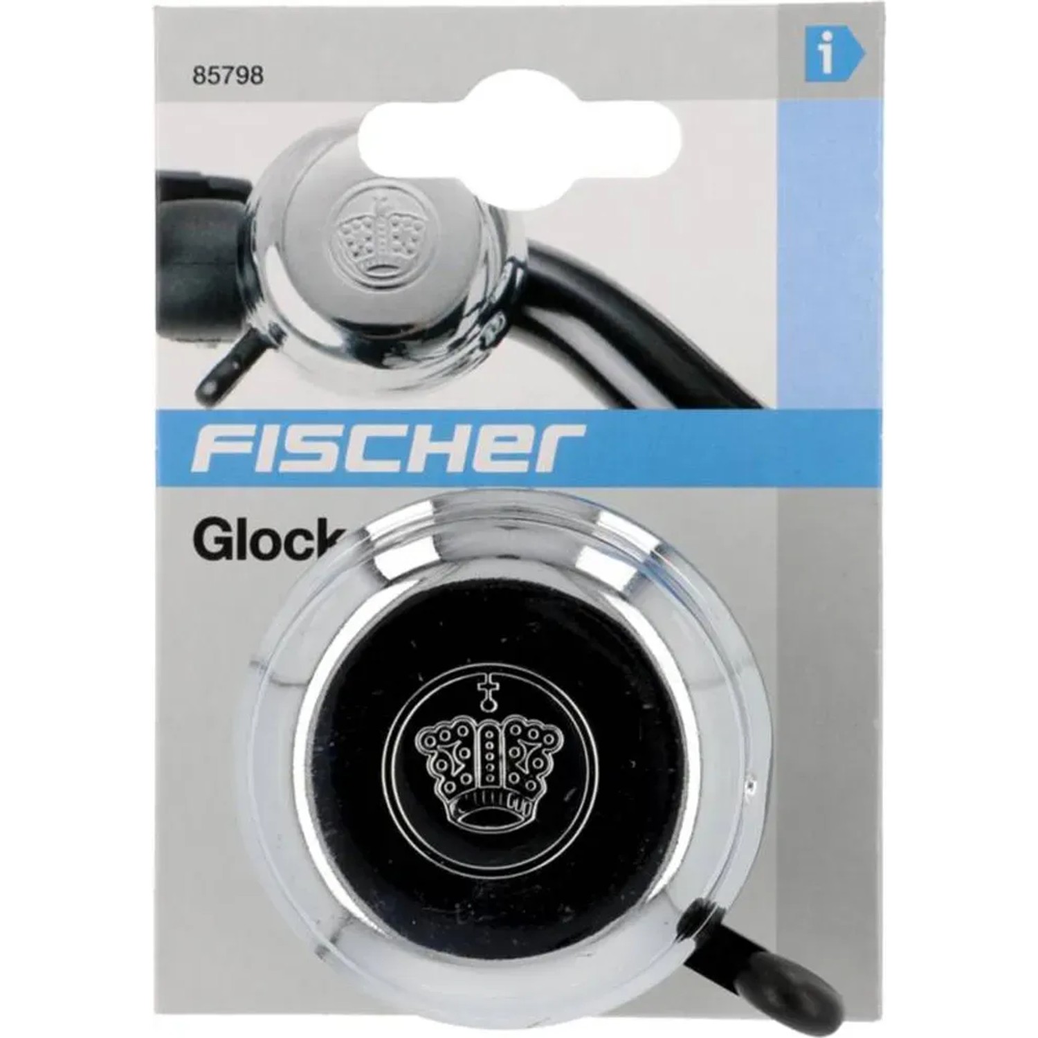 Fischer Fahrradglocke Chrome, klassische Klingel für Fahrräder.