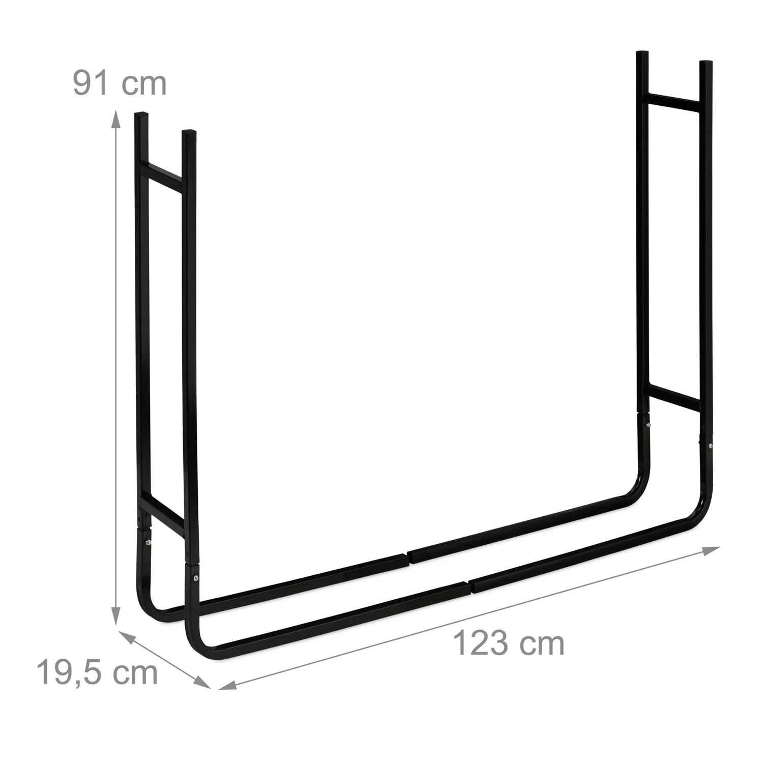 Relaxdays Kaminholzregal Stahl Schwarz 91 cm x 123 cm x 19,5 cm 3,9 kg_4