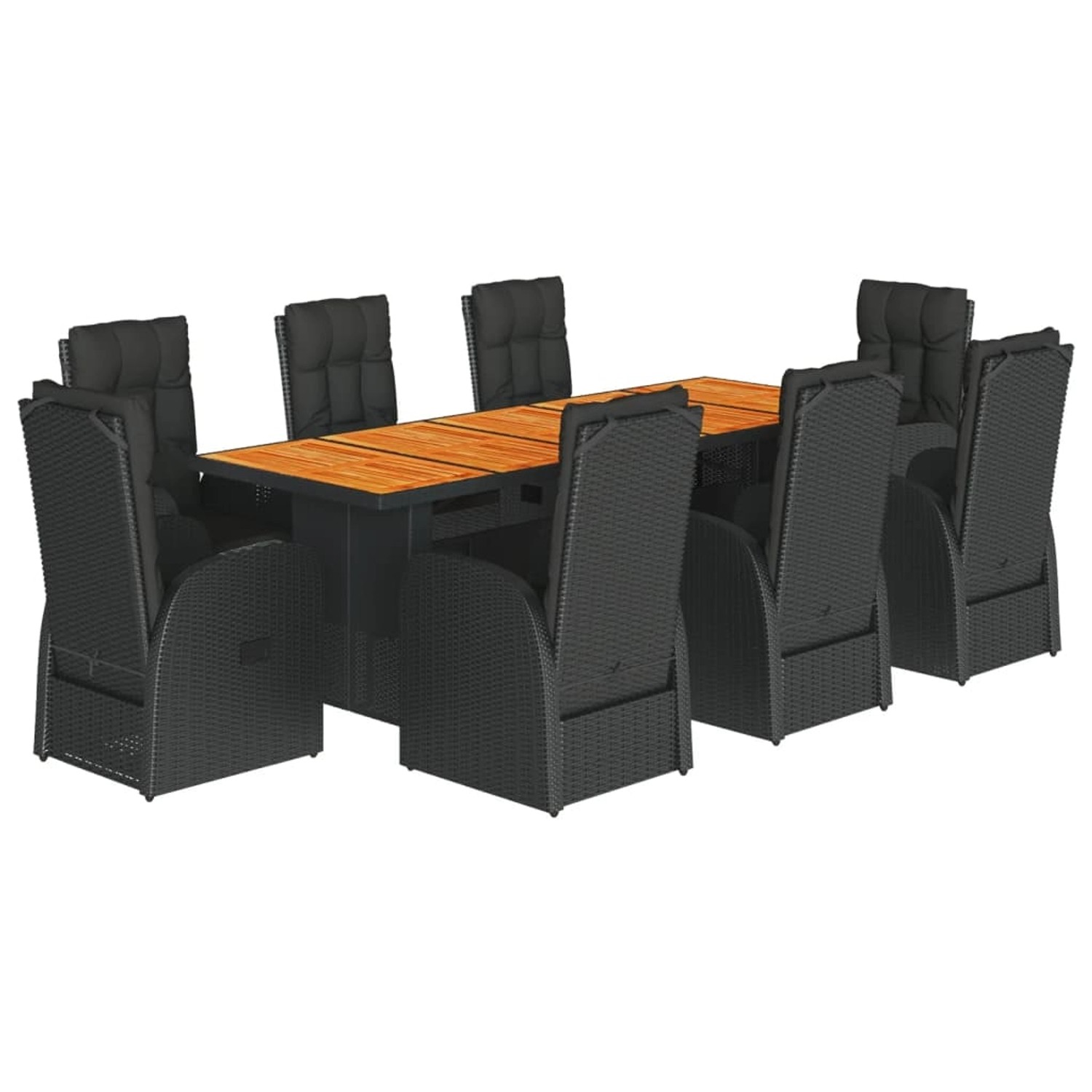 vidaXL 9-Tlg Garten-Essgruppe mit Kissen Schwarz Poly Rattan 3277651 günstig online kaufen