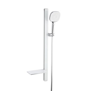 Swiss Aqua Technologies Duschset Duschstange mit Handbrause und Praktischer Ablage Weiß und Chrom