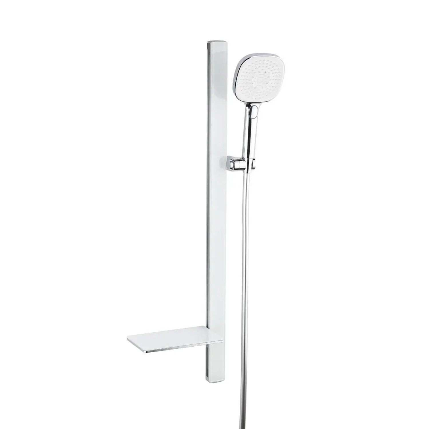 Swiss Aqua Technologies Duschset Duschstange mit Handbrause und Praktischer Ablage Weiß und Chrom