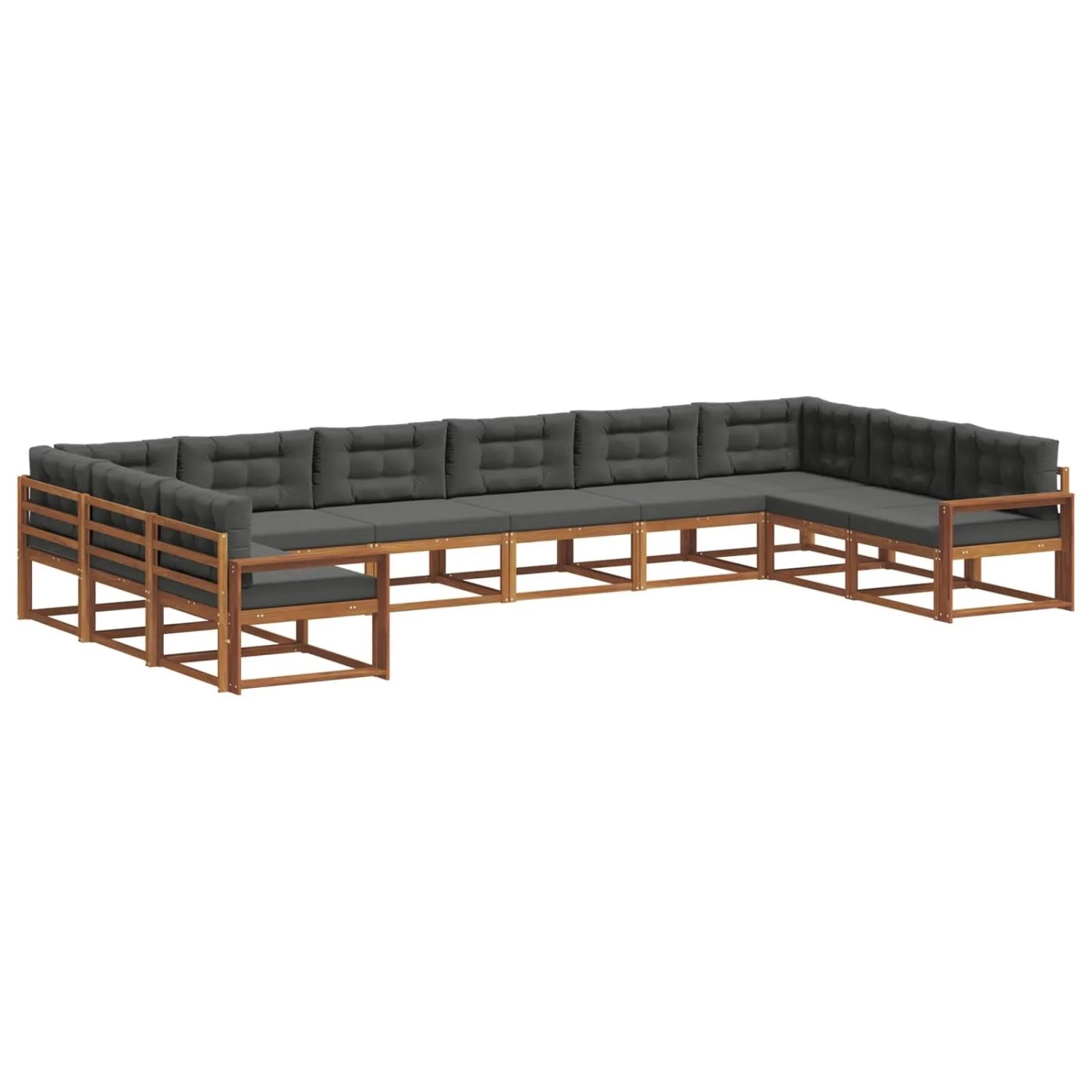 vidaXL Outdoor-Sofagarnitur mit Kissen 10-Tlg Natur und Anthrazit 3368245