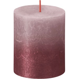 Bolsius Rustik-Kerze Sunset in Eschenrose-Rot, 80/68 mm Stumpenkerze mit sanftem Farbverlauf.