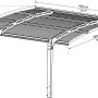 Technische Zeichnung: Palram Canopia Carport Arizone Wave mit Maßen. Gebogene Dachform, Aluminiumkonstruktion.