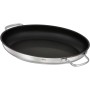 Ovaler RÖSLE Pureelements Edelstahl Bräter Deckel mit schwarzer ProCera Plus Beschichtung, als Pfanne nutzbar.
