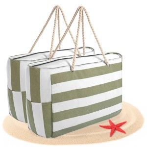 BigDean Strandtasche XXL Große Badetasche mit Reißverschluss Schwimmbad Tasche Saunatasche Einkaufstasche Umhängetasche Farbton Weiß & Farbton Weiß