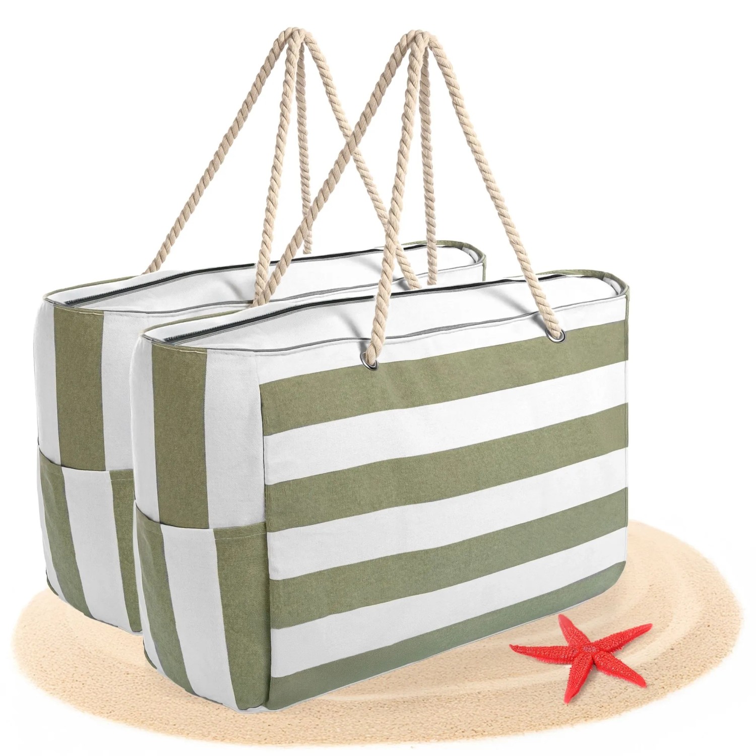 BigDean Strandtasche XXL Große Badetasche mit Reißverschluss Schwimmbad Tasche Saunatasche Einkaufstasche Umhängetasche Farbton Weiß & Farbton Weiß