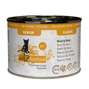 Catz Finefood Senior Nassfutter Rind & Kalb, 200g Dose für ältere Katzen.