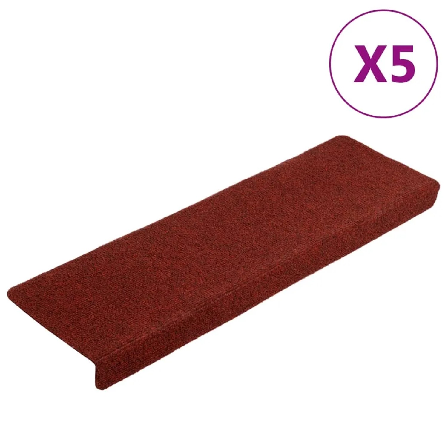 5er-Set VidaXL Stufenmatten in Bordeauxrot, 65x21 cm, aus Nadelvlies.