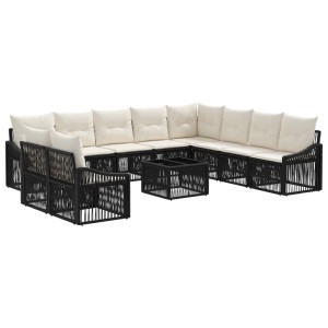 vidaXL Gartensofa-set 11 Stk Schwarz Poly-Rattan 3436054