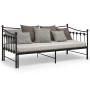 vidaXL Ausziehsofa Bettgestell, schwarz, Metall, 90x200 cm. Bett mit Kissen.