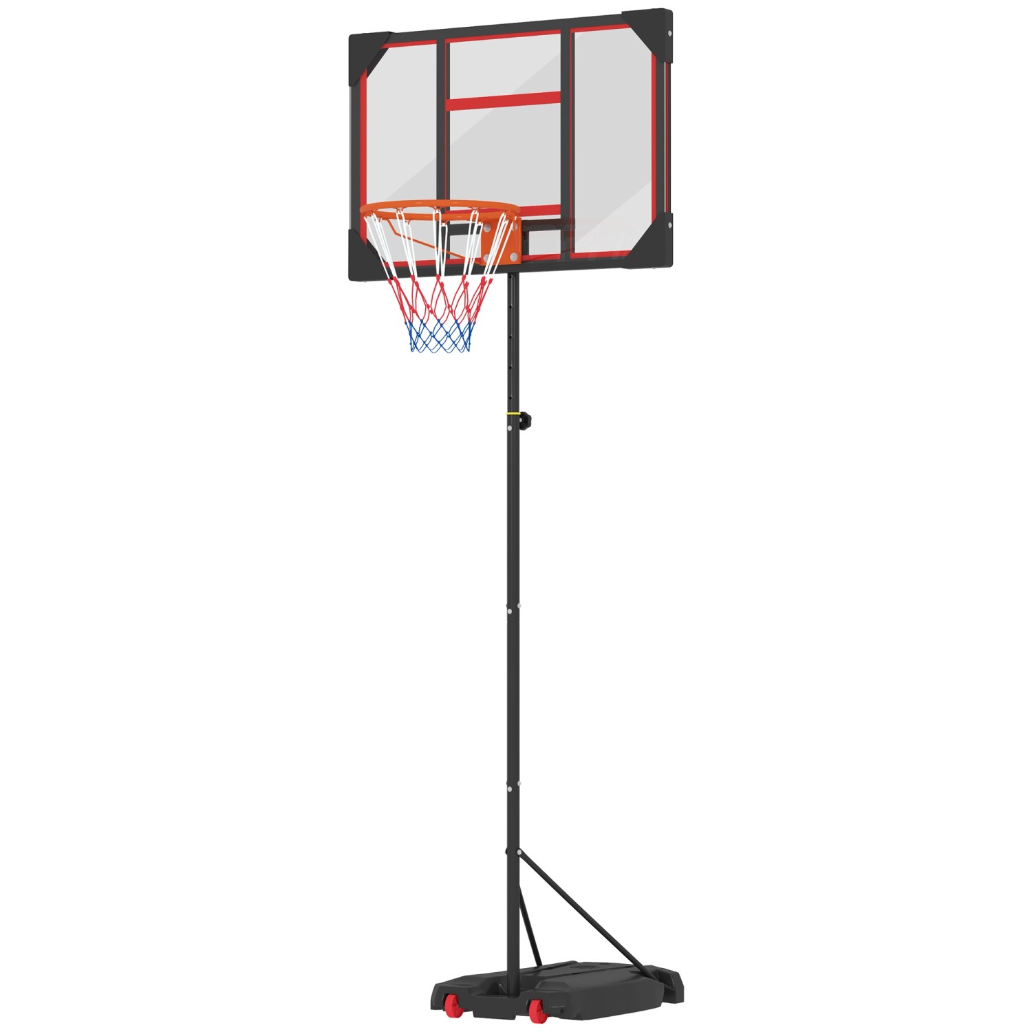 AIYAPLAY Basketballkorb für Kinder  Kunststoff Stahl Rot 82L x 53B x 256-306H cm