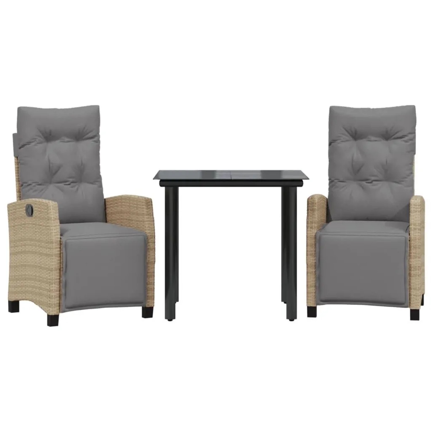 vidaXL 3-Tlg Garten-Essgruppe mit Kissen Beigemischung Poly Rattan 3213023