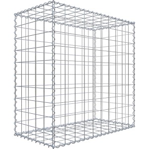 Leere Gabiona Gabione, 100x100x50 cm, Maschenweite 10x10 cm, aus Drahtgitter für Einfassungen und Mauern.