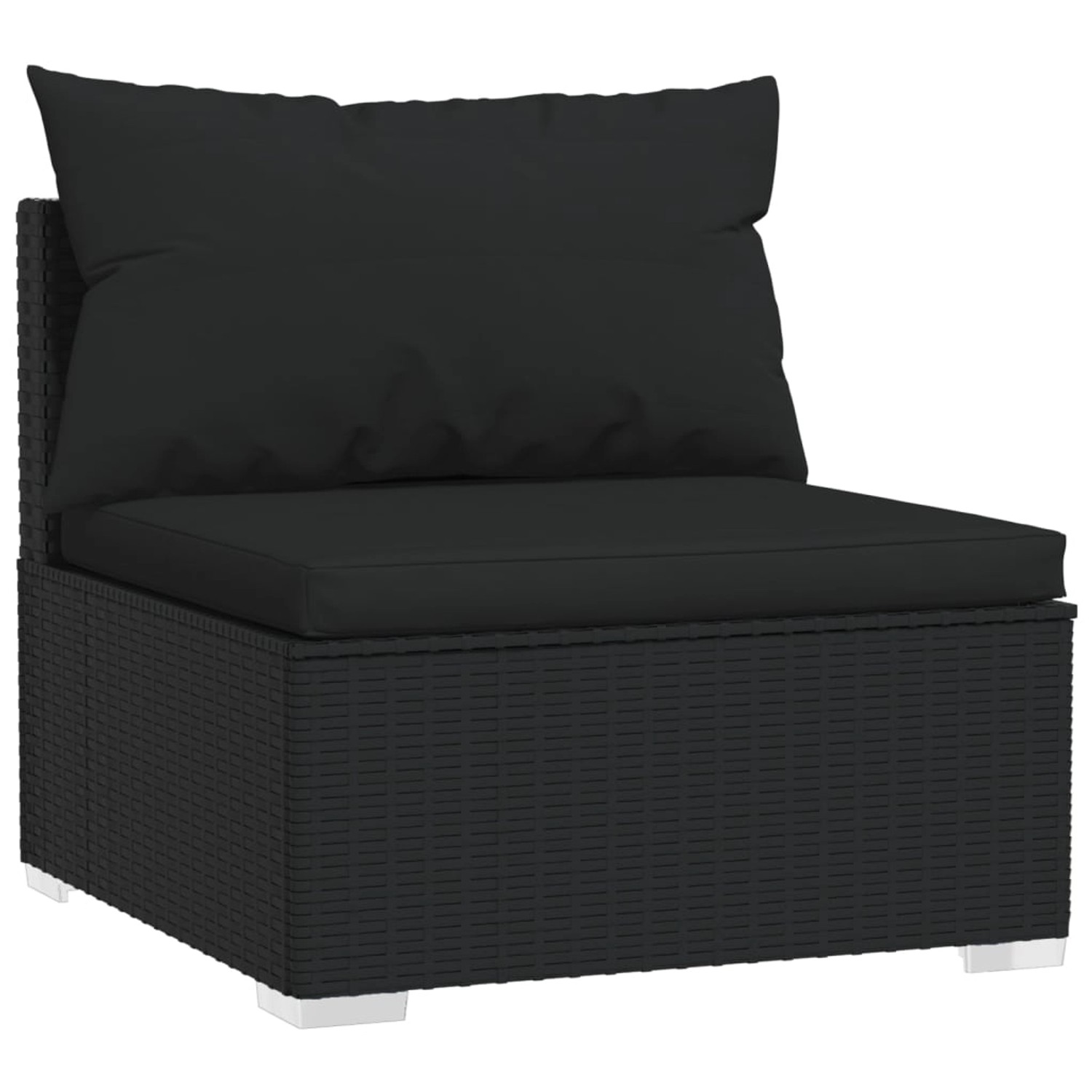 Schwarzes vidaXL Gartenmöbel Lounge-Set Element mit Kissen aus Polyrattan.