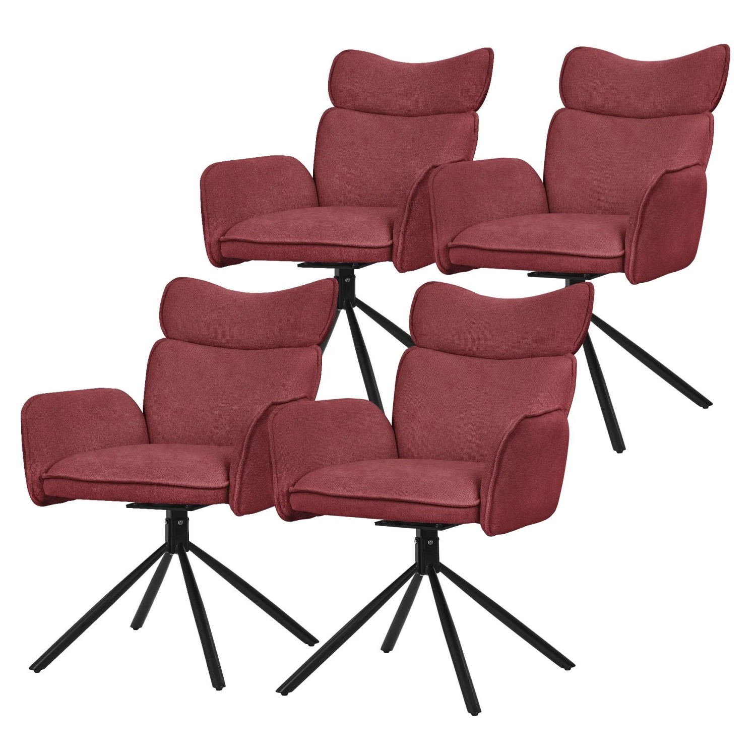 ML-Design Esszimmerstühle Drehbar 4er Set Rot mit Stoffbezug